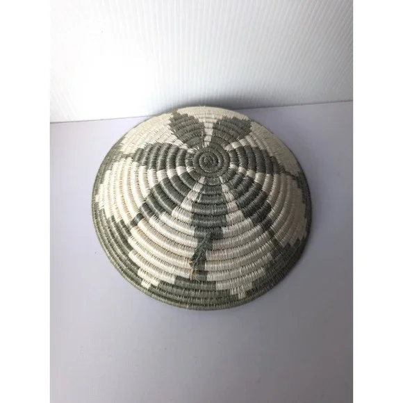 Coil African Basket Sisal  Maisha Hope Luck Bowl Wall Green Flower Handcrafted - Picture 3 of 7